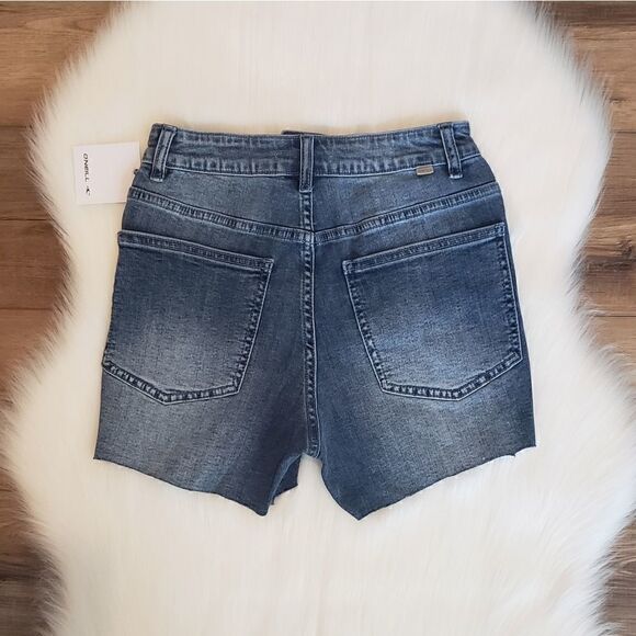 O'neill Walker Medium Wash High Rise Raw Hem Denim Shorts Size 26 NWT - Picture 7 of 8